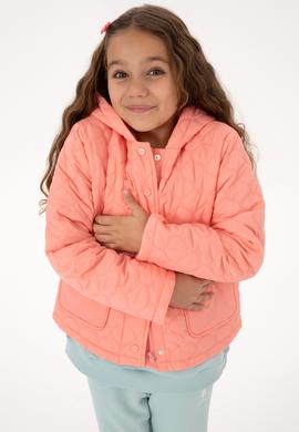 Kız Çocuk Neon Pembe Kapitone Kapüşonlu Şişme Mont - 50313157018