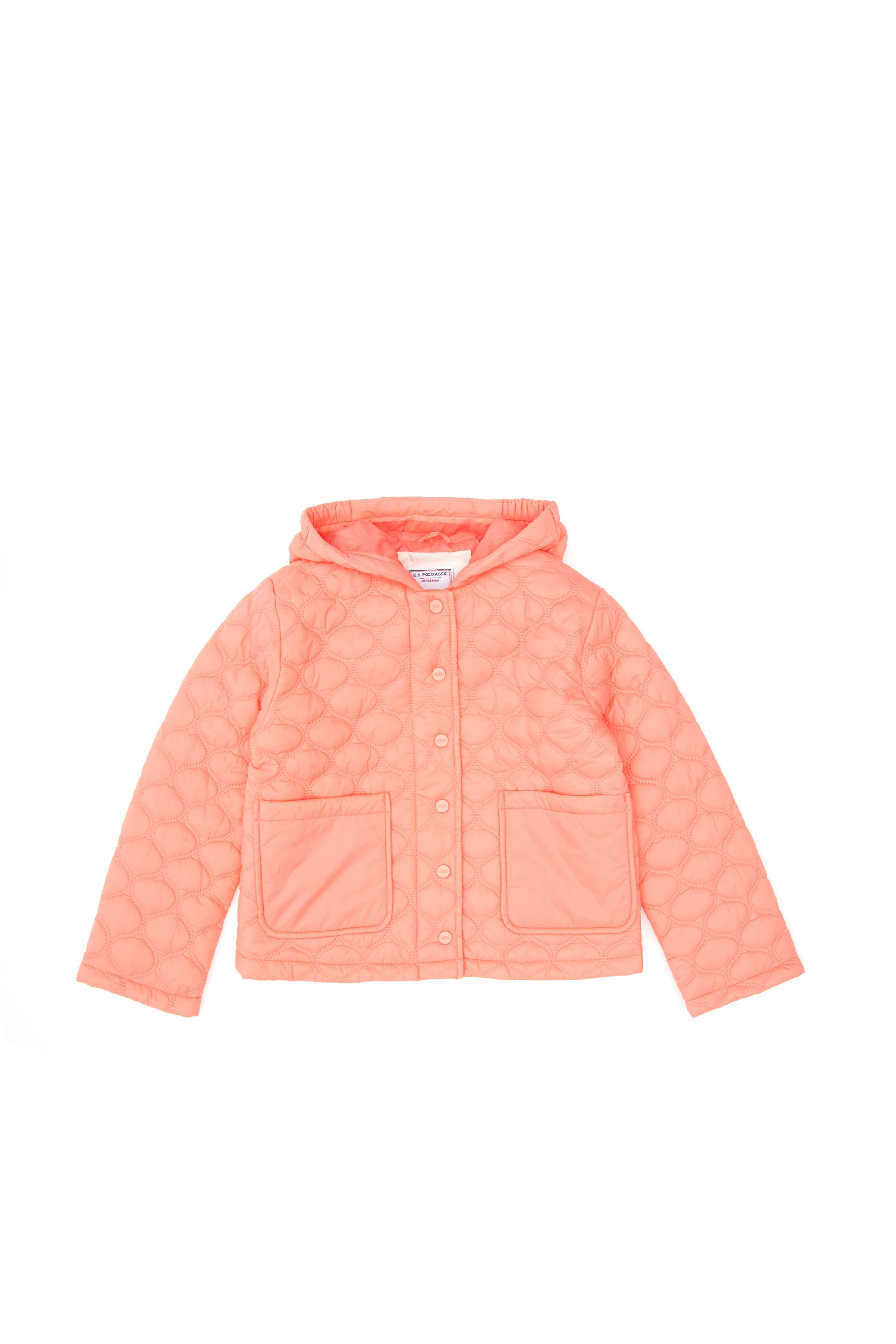 Kız Çocuk Neon Pembe Kapitone Kapüşonlu Şişme Mont - Image 3