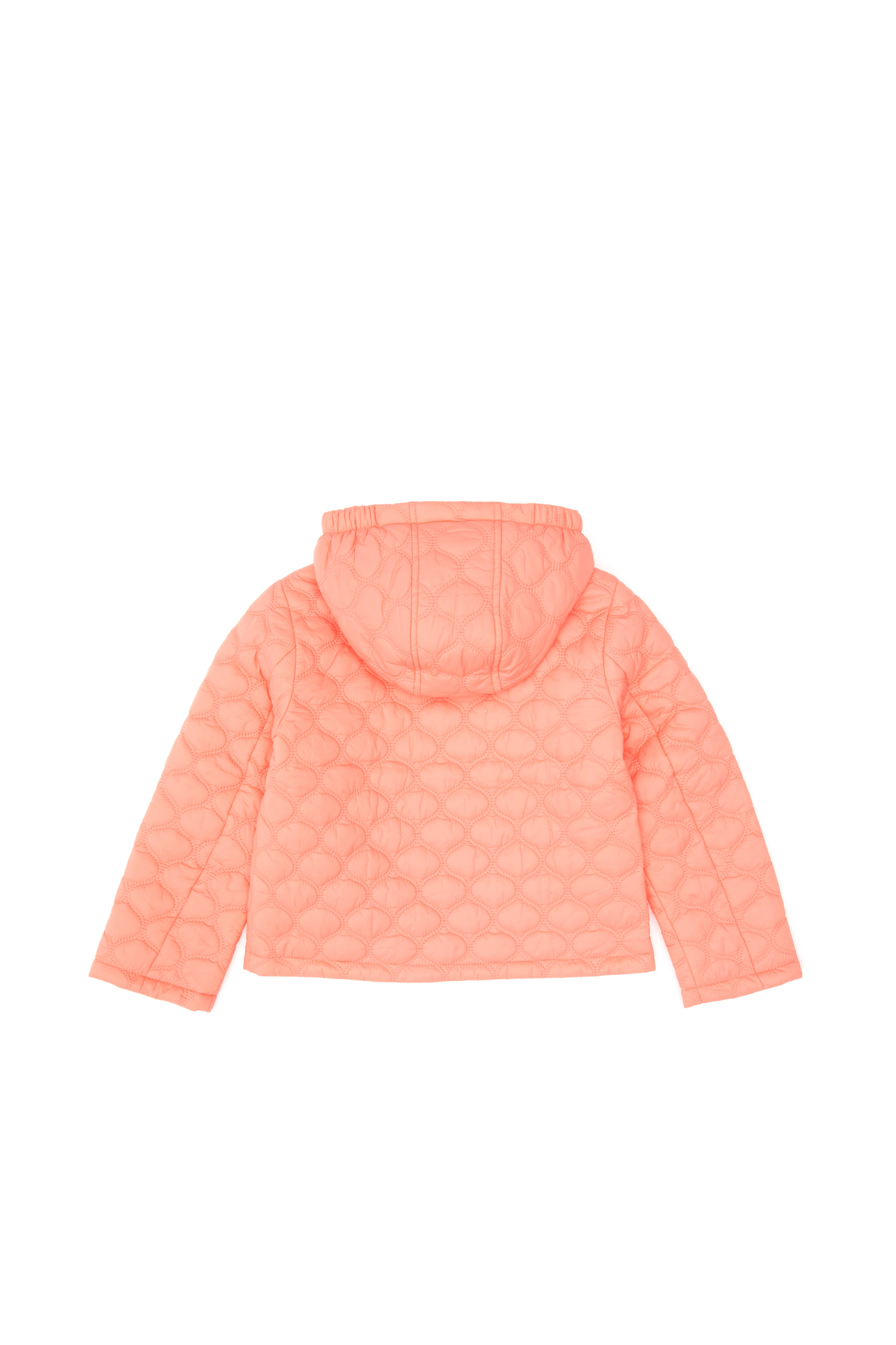 Kız Çocuk Neon Pembe Kapitone Kapüşonlu Şişme Mont - Image 4