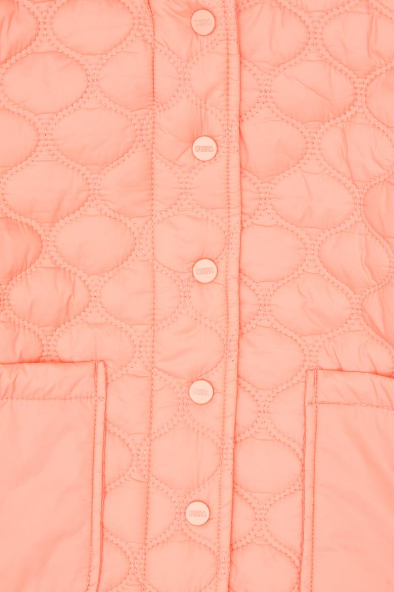 Kız Çocuk Neon Pembe Kapitone Kapüşonlu Şişme Mont - 50313157018