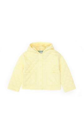 Kız Çocuk Sarı Kapitone Kapüşonlu Şişme Mont - 50313157009