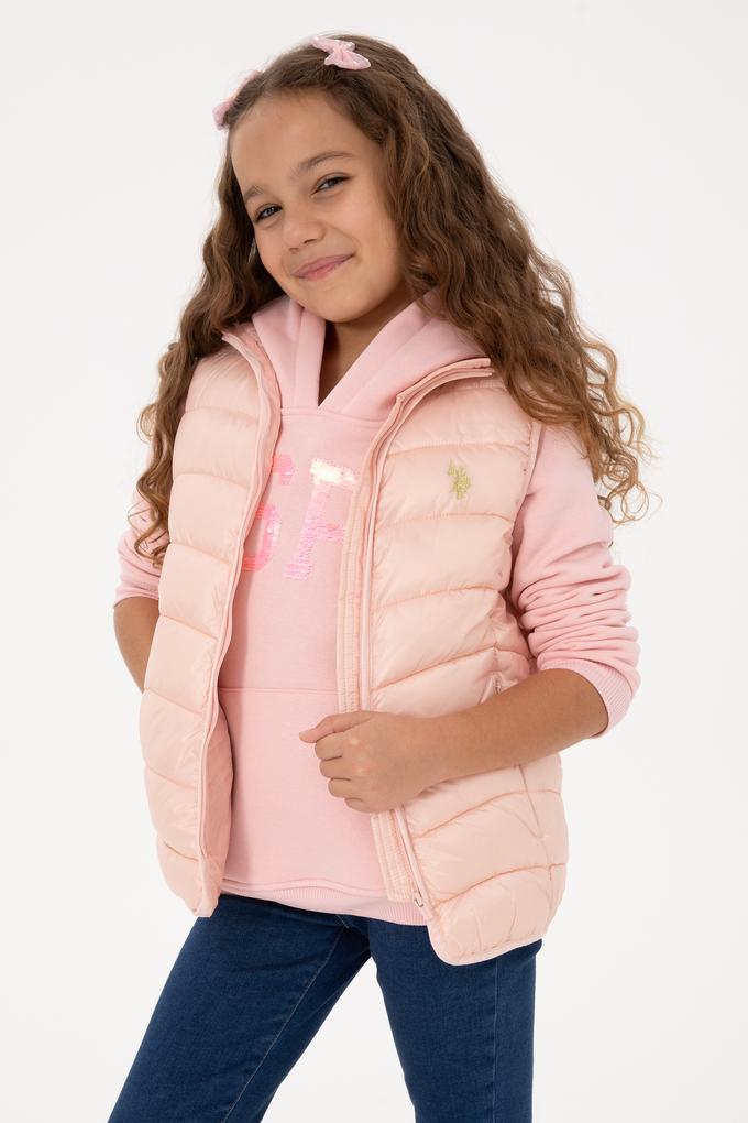 Kız Çocuk Açık Pembe Kapitone Şişme Yelek