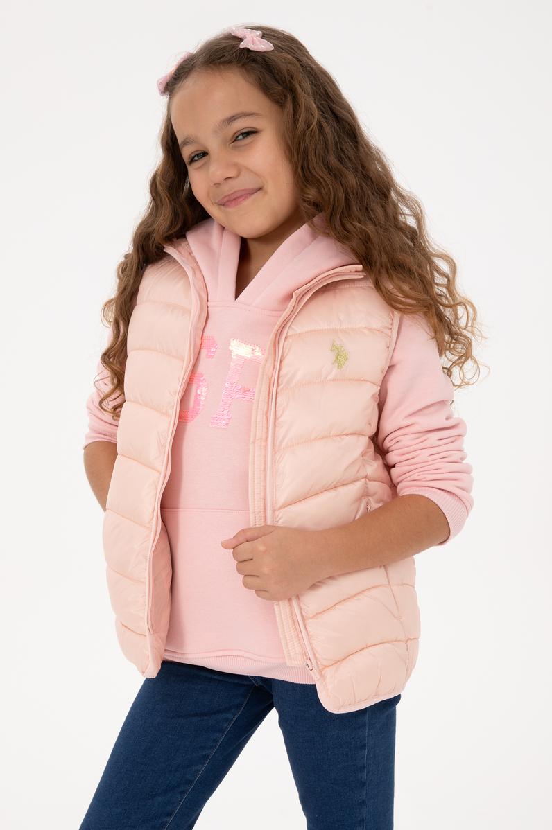 Kız Çocuk Açık Pembe Kapitone Şişme Yelek