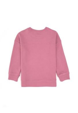 Kız Çocuk Pembe Simli Baskı Detaylı Bisiklet Yaka Basic Sweatshirt - 50314289012