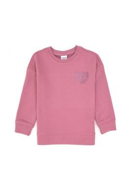 Kız Çocuk Pembe Simli Baskı Detaylı Bisiklet Yaka Basic Sweatshirt - 50314289012