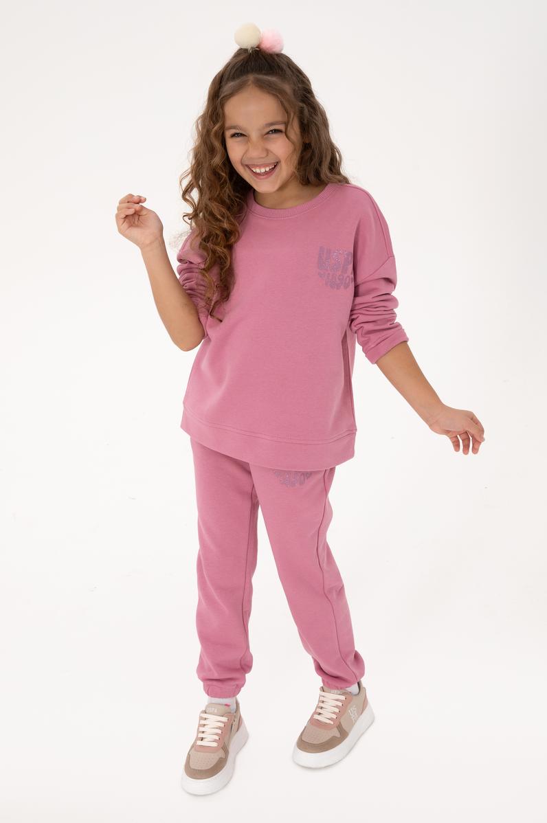 Kız Çocuk Pembe Simli Baskı Detaylı Jogger Eşofman Altı