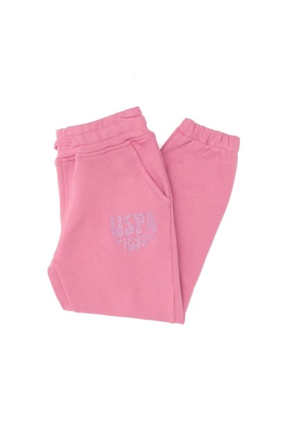 Kız Çocuk Pembe Simli Baskı Detaylı Jogger Eşofman Altı