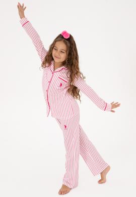 Kız Çocuk Fuşya Çizgili Pijama Takımı - 50318940002