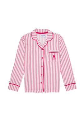 Kız Çocuk Fuşya Çizgili Pijama Takımı - 50318940002