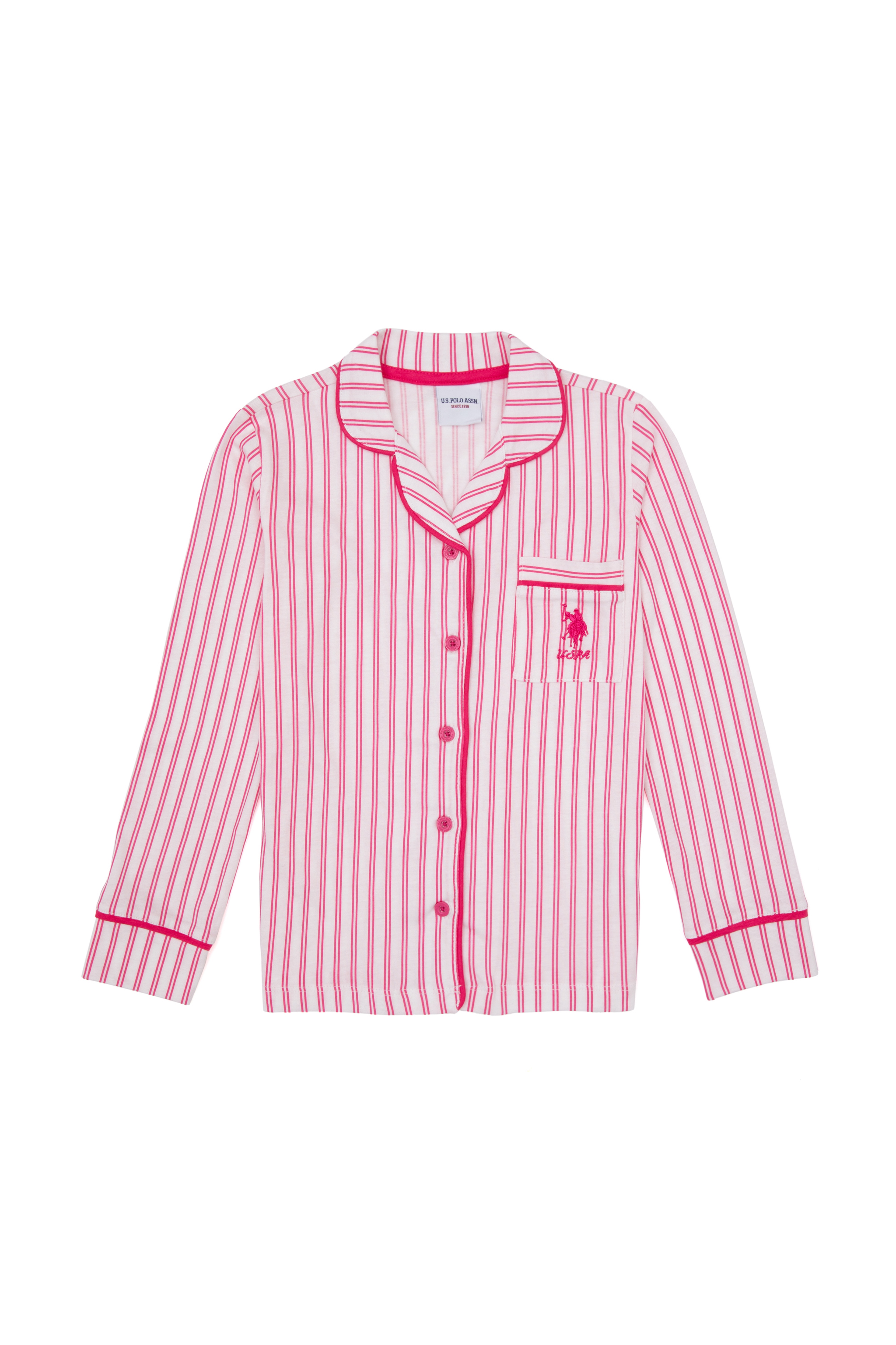 Kız Çocuk Fuşya Çizgili Pijama Takımı - Image 5