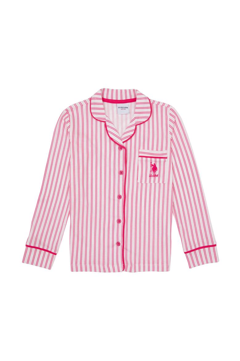 Kız Çocuk Fuşya Çizgili Pijama Takımı - 50318940002