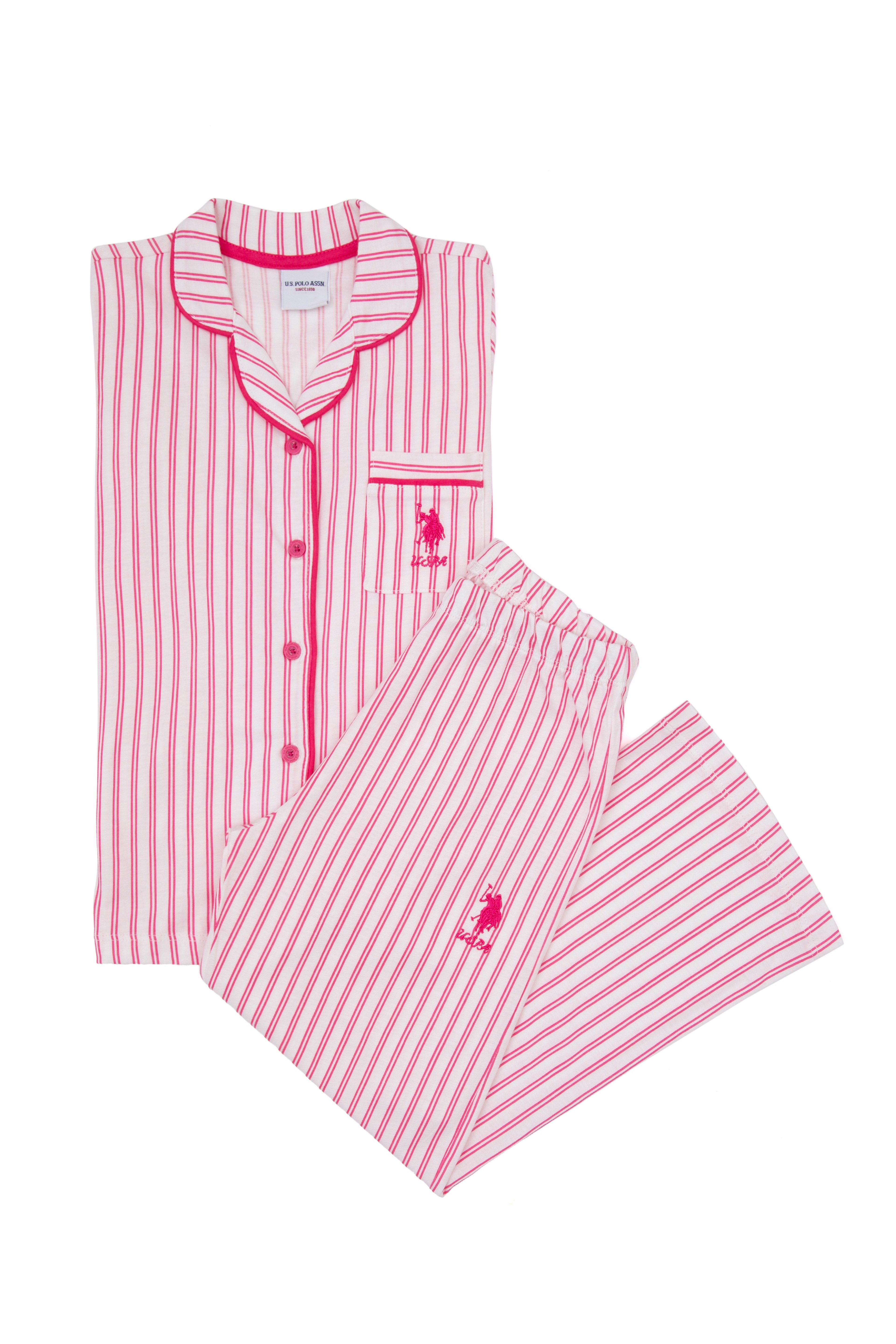Kız Çocuk Fuşya Çizgili Pijama Takımı