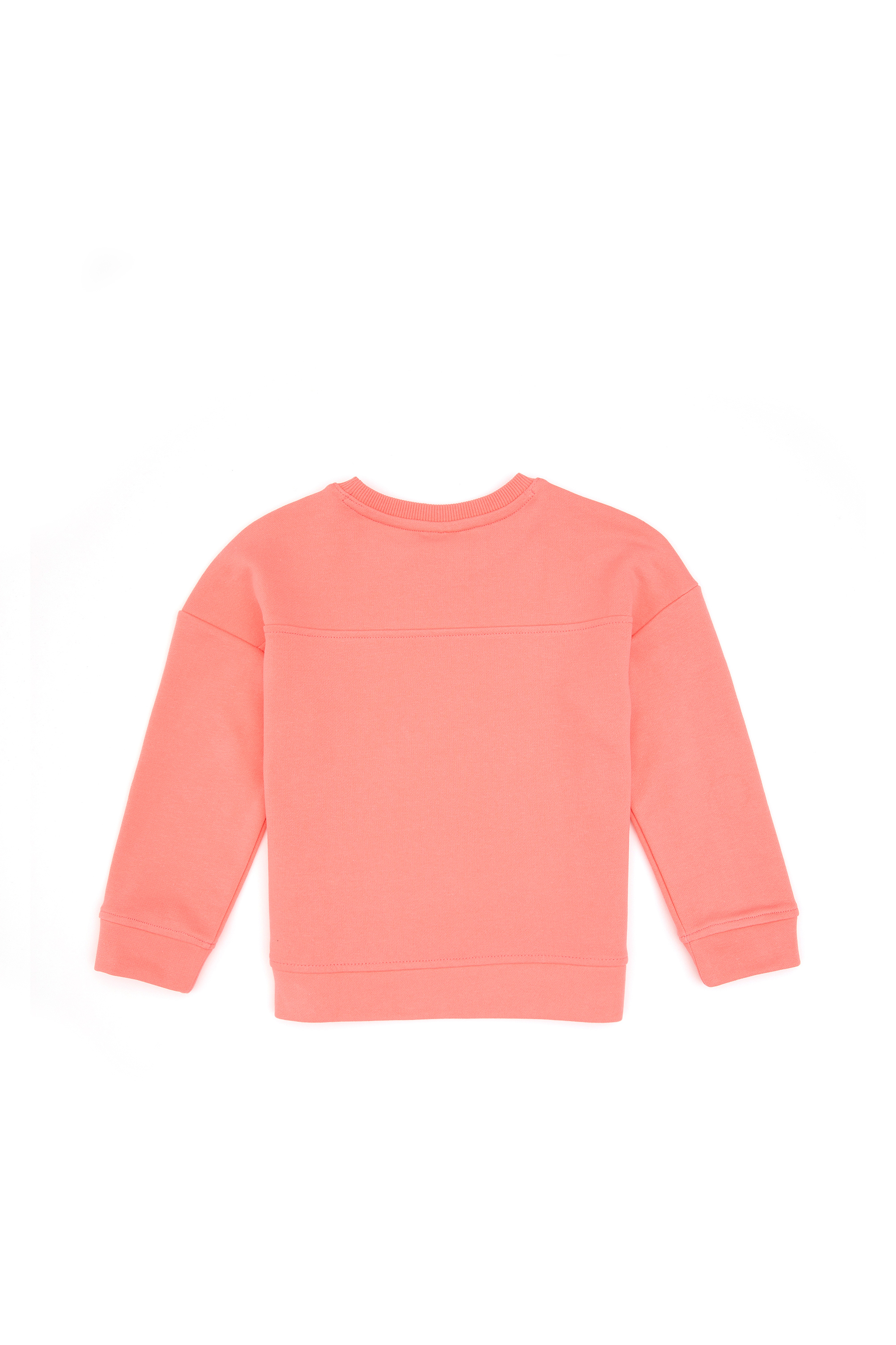 Kız Çocuk Neon Pembe Simli Baskı Detaylı Bisiklet Yaka Basic Sweatshirt - Image 4