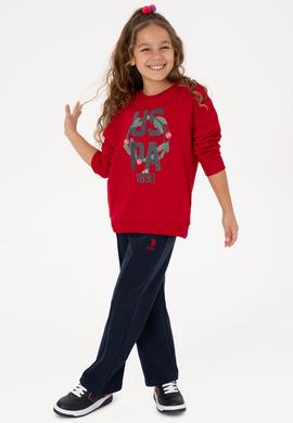 Kız Çocuk Kırmızı Yılbaşı Temalı Eşofman Takımı - 50318963004