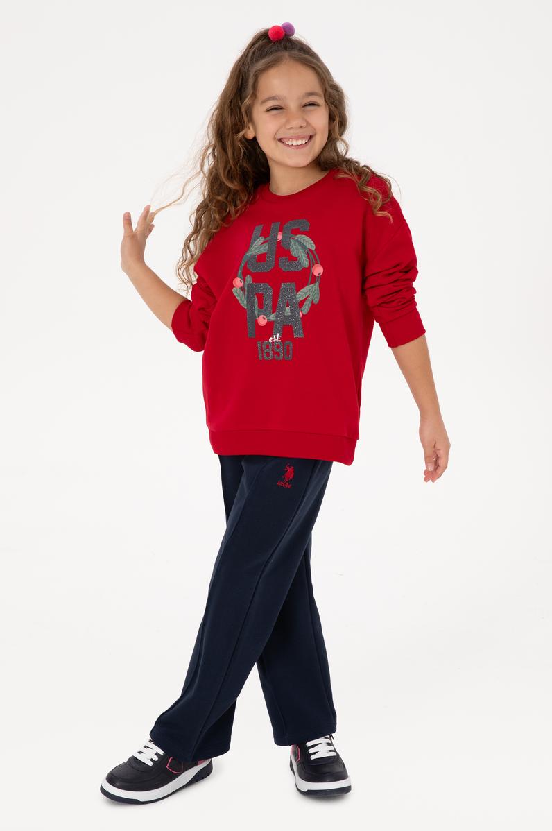 Kız Çocuk Kırmızı Yılbaşı Temalı Eşofman Takımı