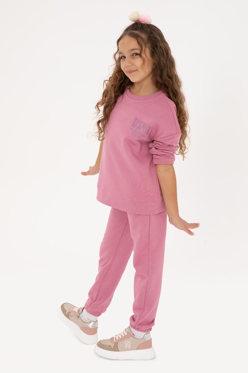Kız Çocuk Pembe Simli Baskı Detaylı Jogger Eşofman Altı