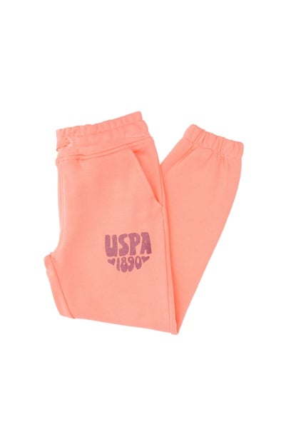 Kız Çocuk Neon Pembe Simli Baskı Detaylı Jogger Eşofman Altı