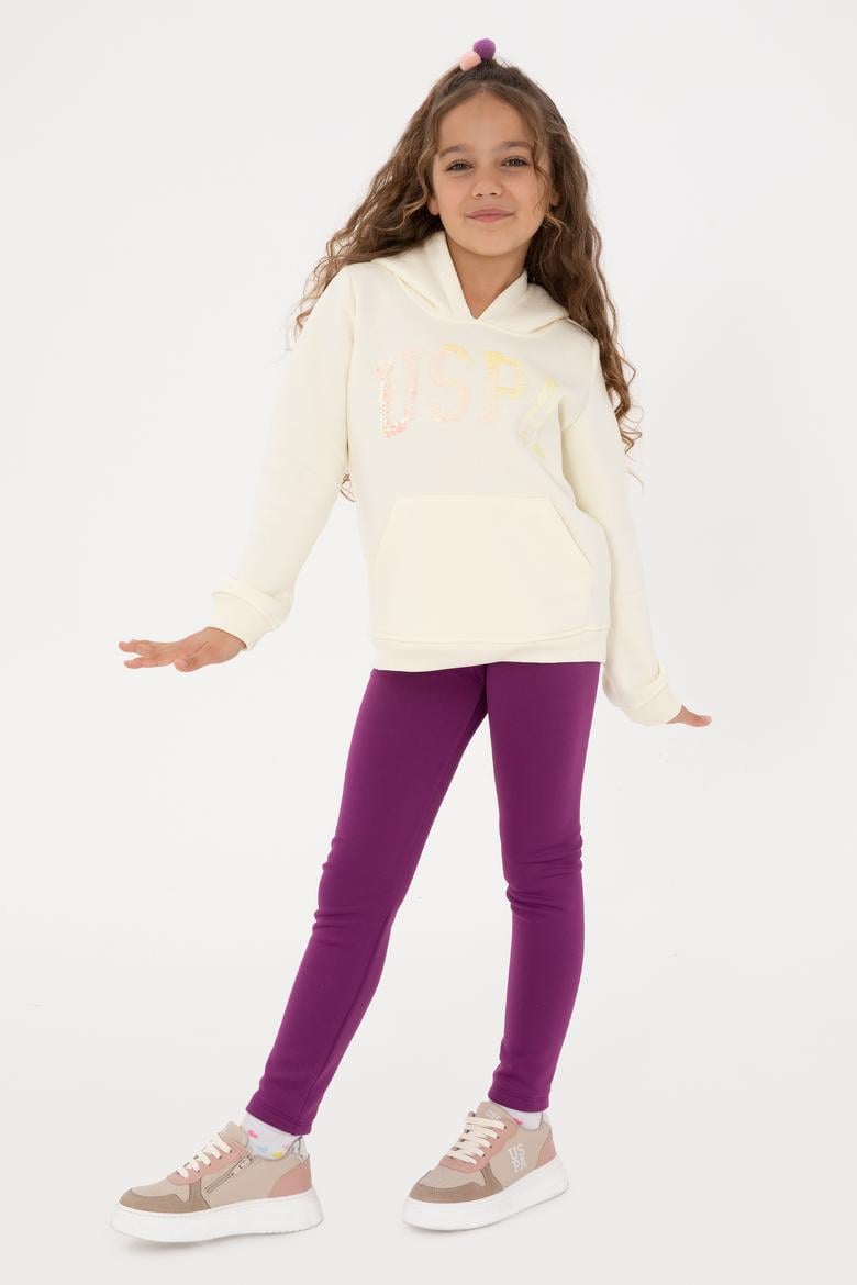 Kız Çocuk Menekşe Scuba Kumaş Şardonlu Tayt