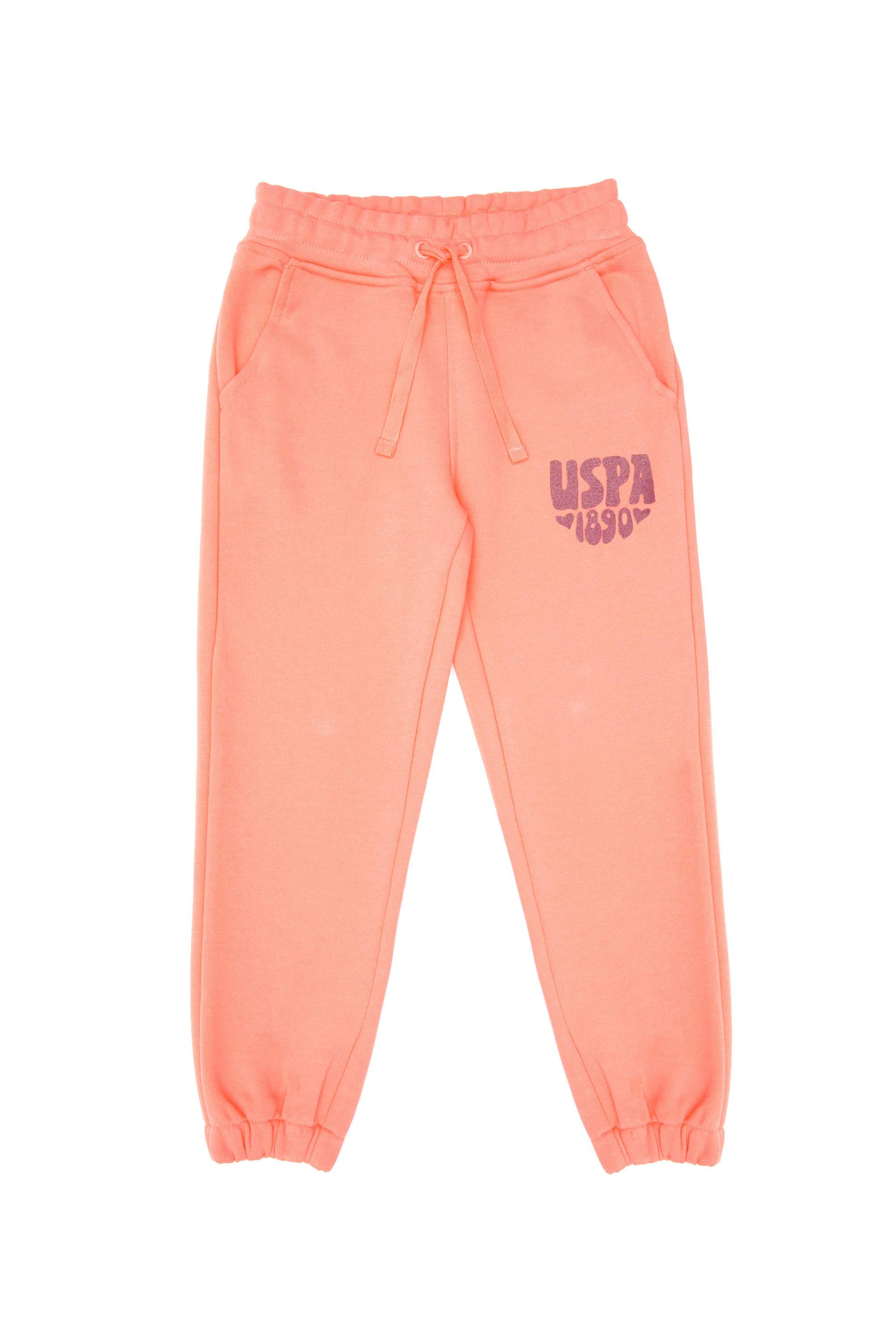 Kız Çocuk Neon Pembe Simli Baskı Detaylı Jogger Eşofman Altı