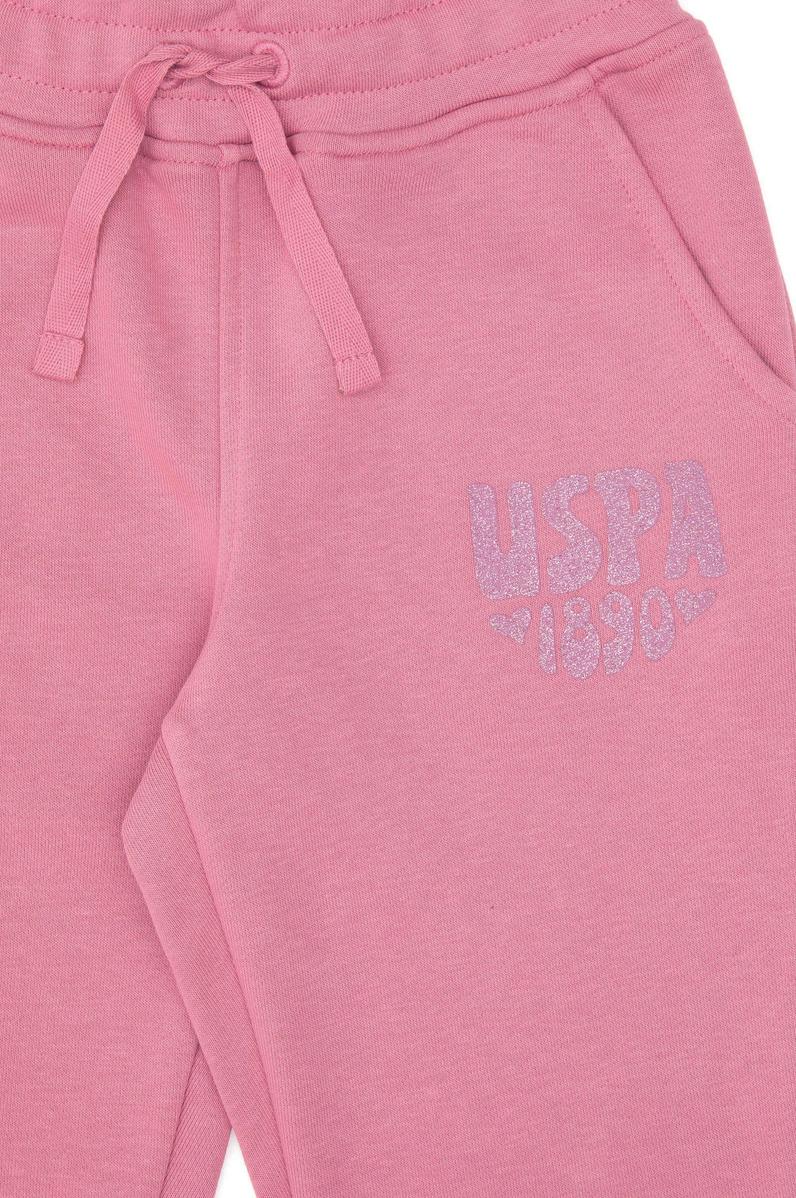 Kız Çocuk Pembe Simli Baskı Detaylı Jogger Eşofman Altı