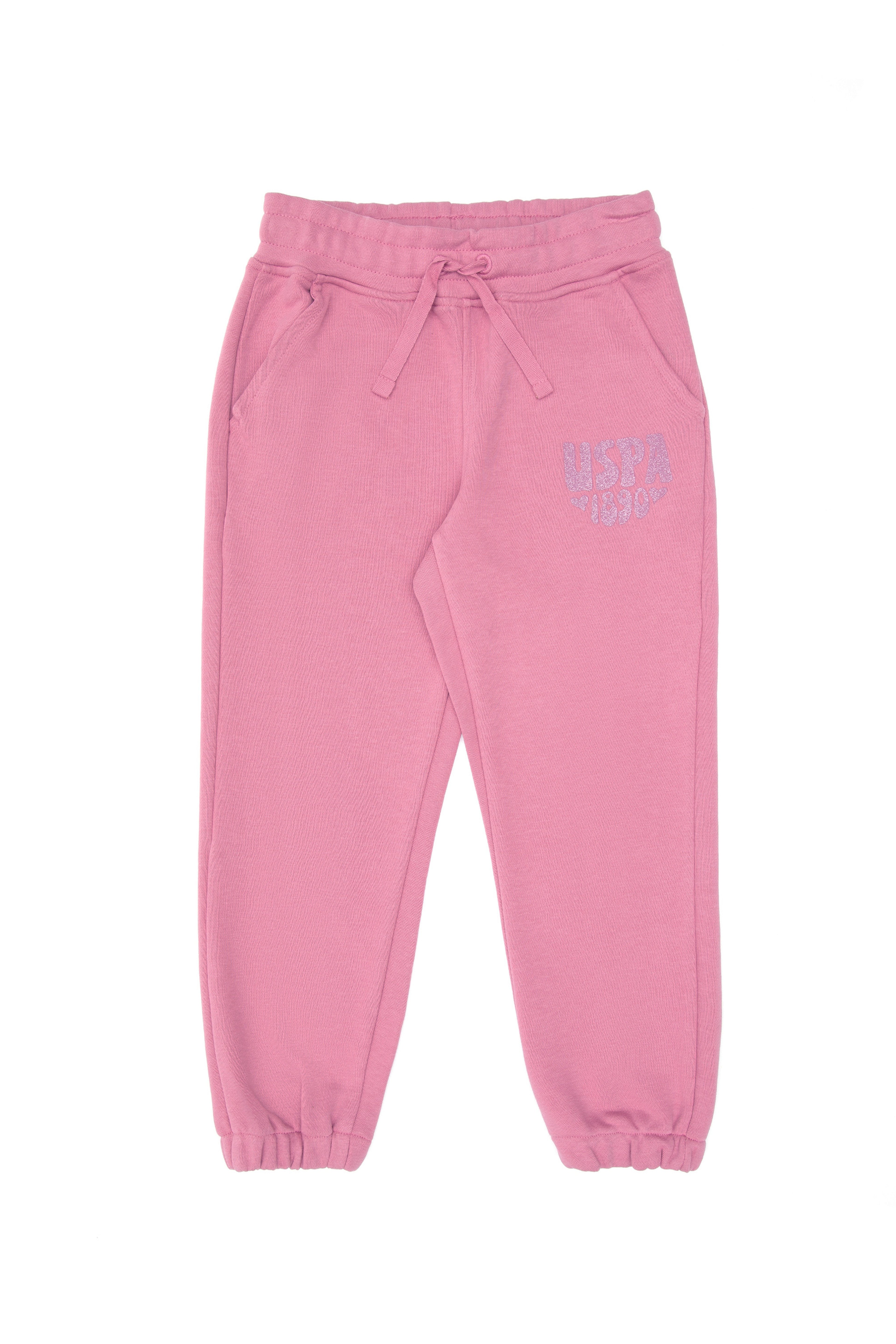 Kız Çocuk Pembe Simli Baskı Detaylı Jogger Eşofman Altı - Image 4