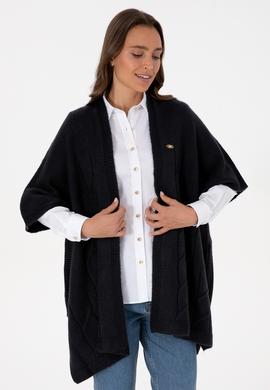 Kadın Açık Lacivert Triko Panço - 50310008001