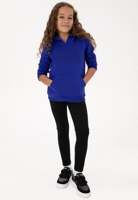 Kız Çocuk Mor Basic Kapüşonlu Şardonlu Basic Sweatshirt - 50314311021