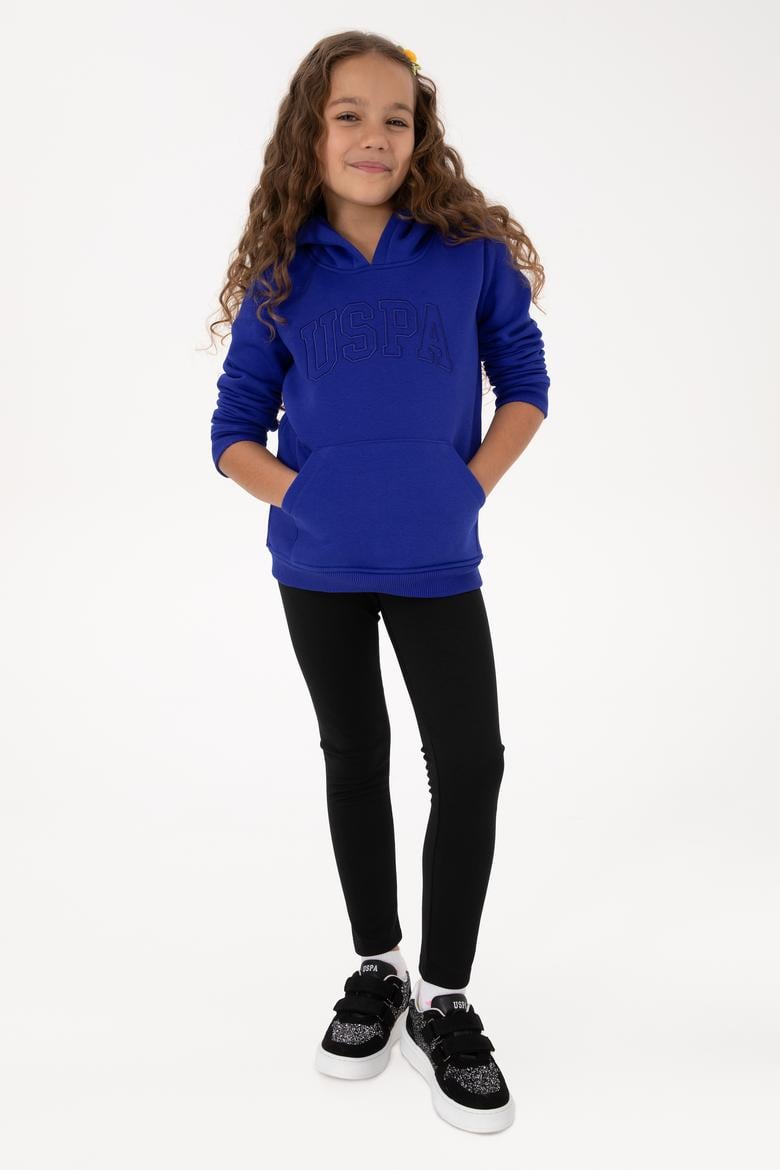 Kız Çocuk Mor Basic Kapüşonlu Şardonlu Basic Sweatshirt - 50314311021