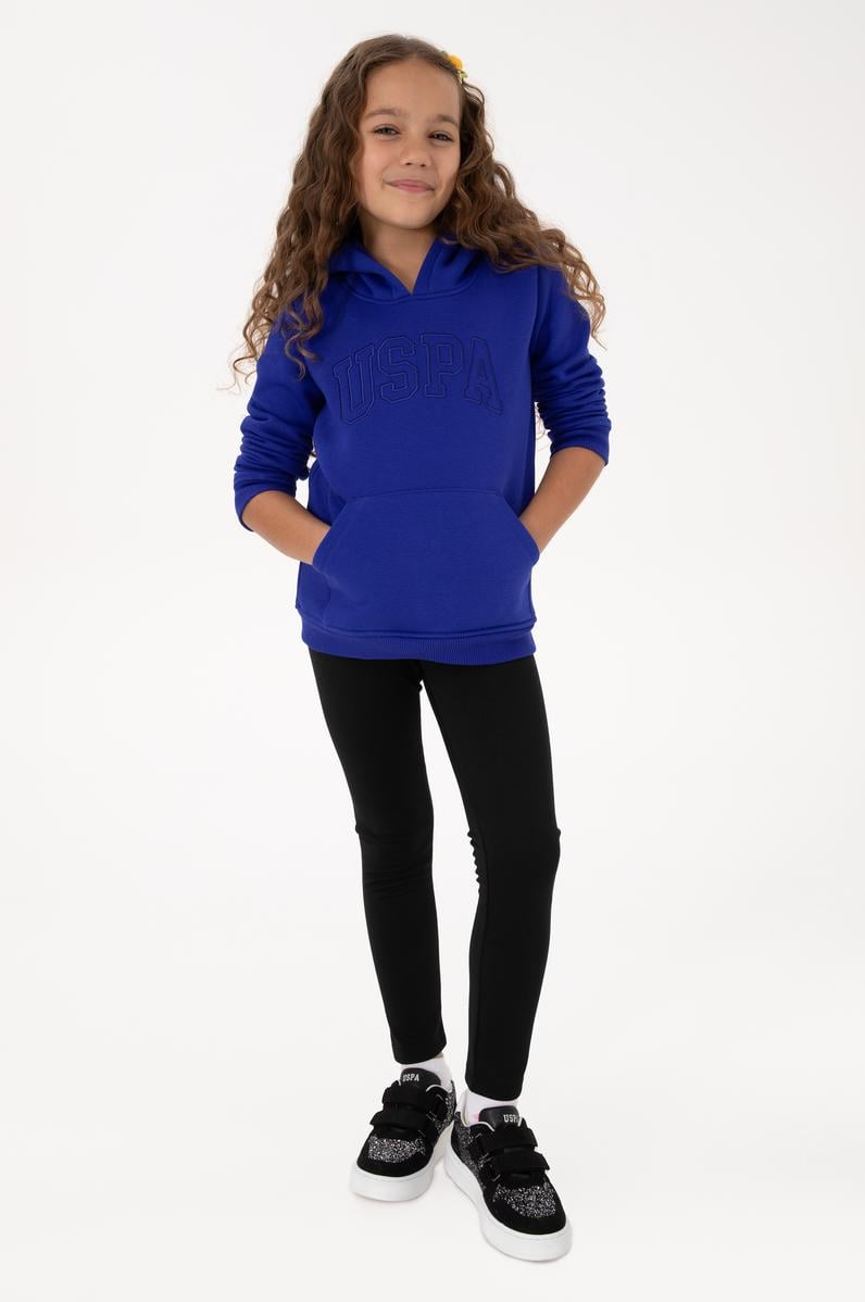 Kız Çocuk Mor Basic Kapüşonlu Şardonlu Basic Sweatshirt