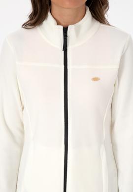 Kadın Krem Fermuarlı Dik Yaka Polar Sweatshirt - 50316729073