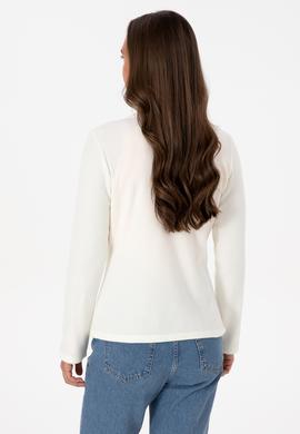 Kadın Krem Fermuarlı Dik Yaka Polar Sweatshirt - 50316729073