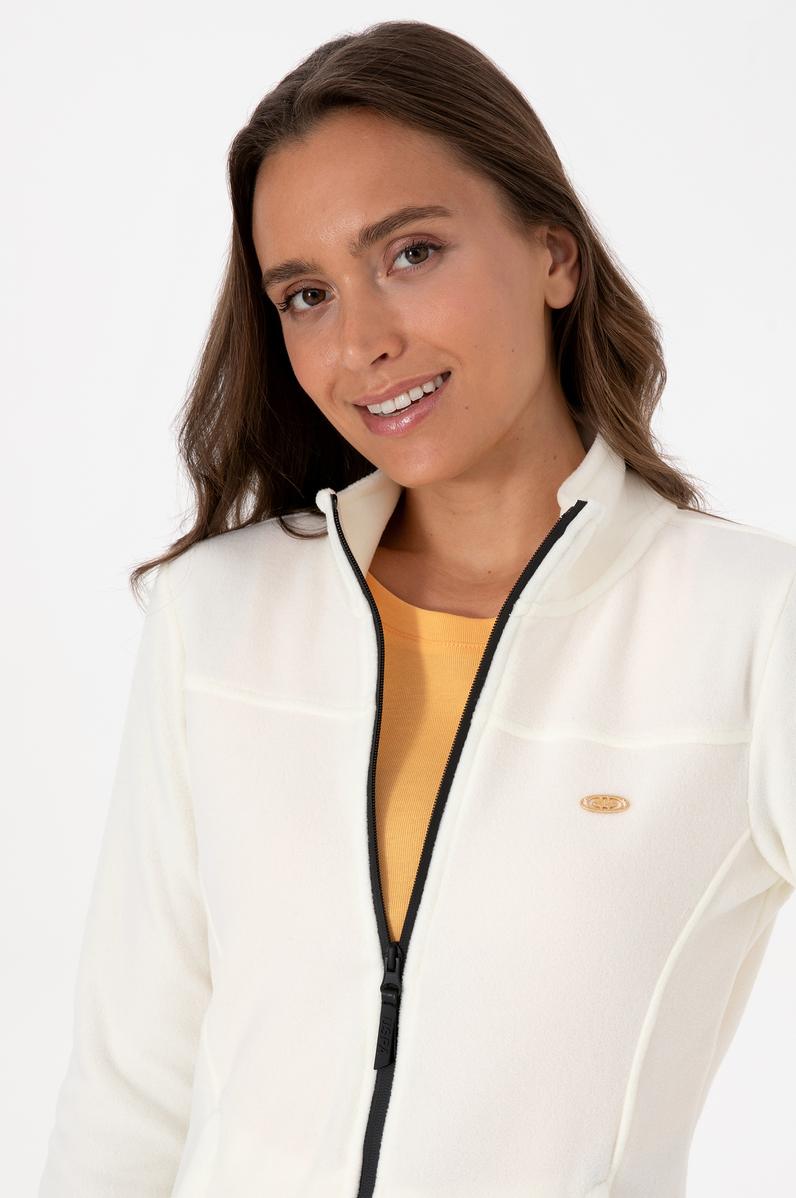 Kadın Krem Fermuarlı Dik Yaka Polar Sweatshirt