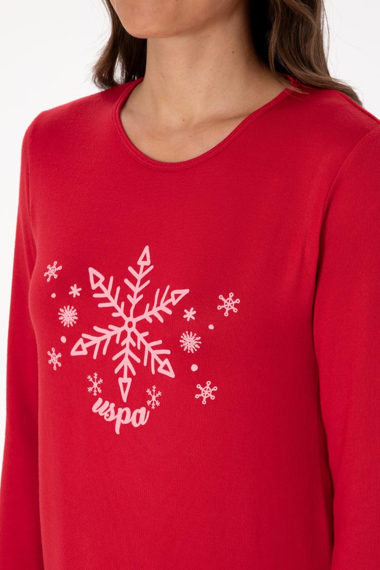 Kadın Kırmızı Yılbaşı Temalı Pijama Takımı - 50318862001