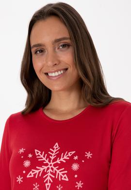 Kadın Kırmızı Yılbaşı Temalı Pijama Takımı - 50318862001