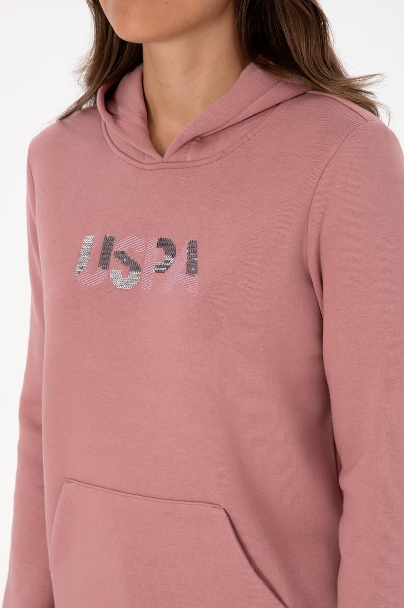 Kadın Gül Kurusu Kapüşonlu Basic Sweatshirt