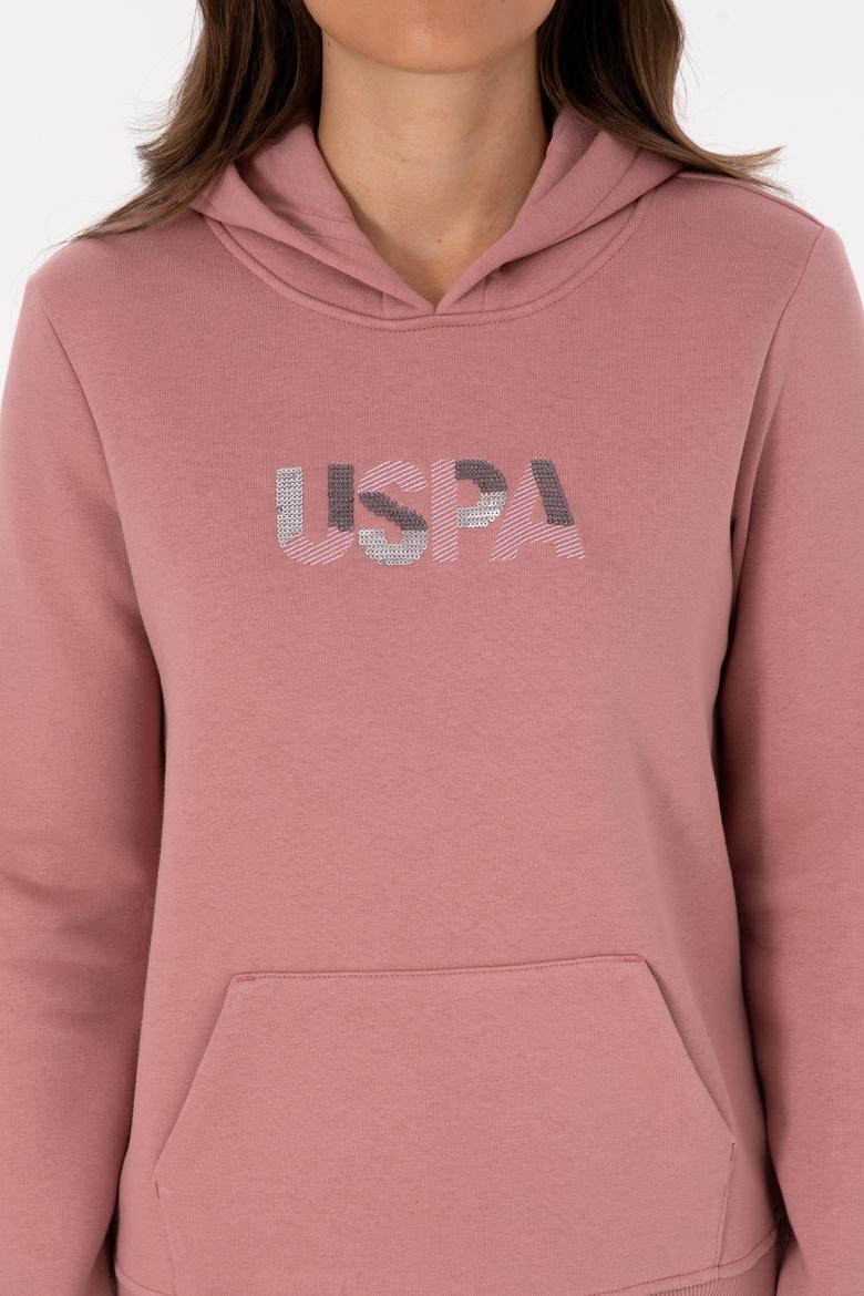 Kadın Gül Kurusu Kapüşonlu Basic Sweatshirt - 50307711109