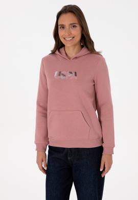 Kadın Gül Kurusu Kapüşonlu Basic Sweatshirt - 50307711109