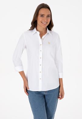 Kadın Beyaz Uzun Kollu Basic Gömlek - 50308024005