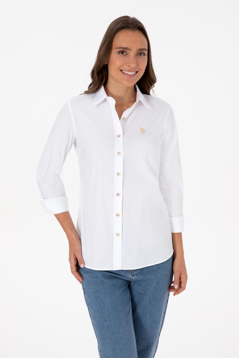Kadın Beyaz Uzun Kollu Basic Gömlek - 50308024005