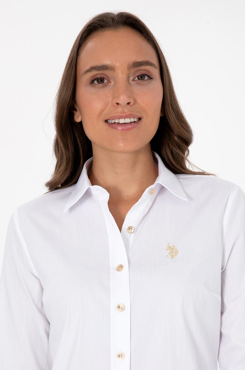 Kadın Beyaz Uzun Kollu Basic Gömlek