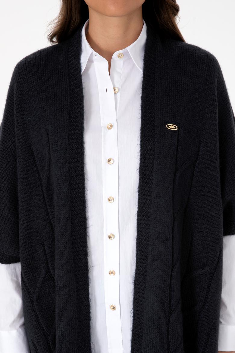 Kadın Açık Lacivert Triko Panço - 50310008001