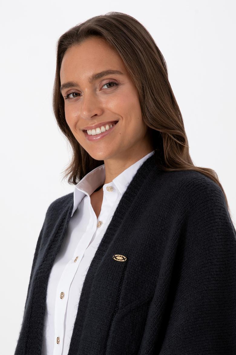 Kadın Açık Lacivert Triko Panço - 50310008001