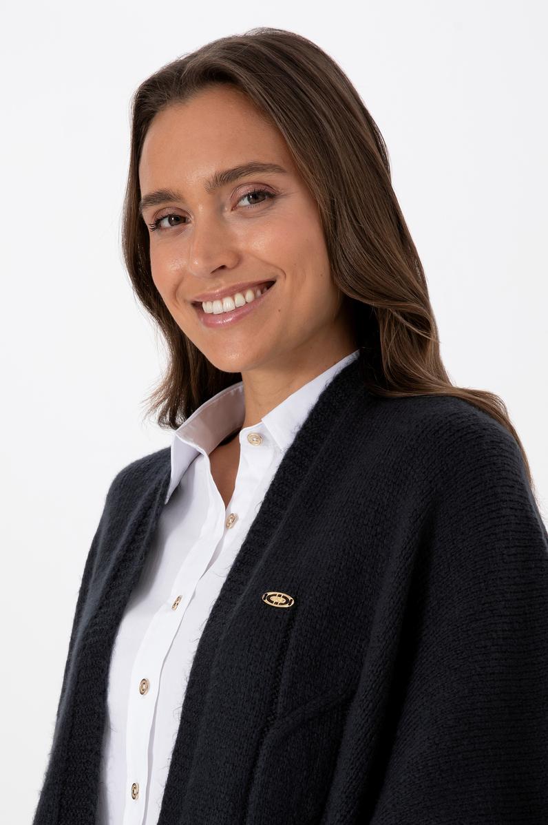 Kadın Açık Lacivert Triko Panço