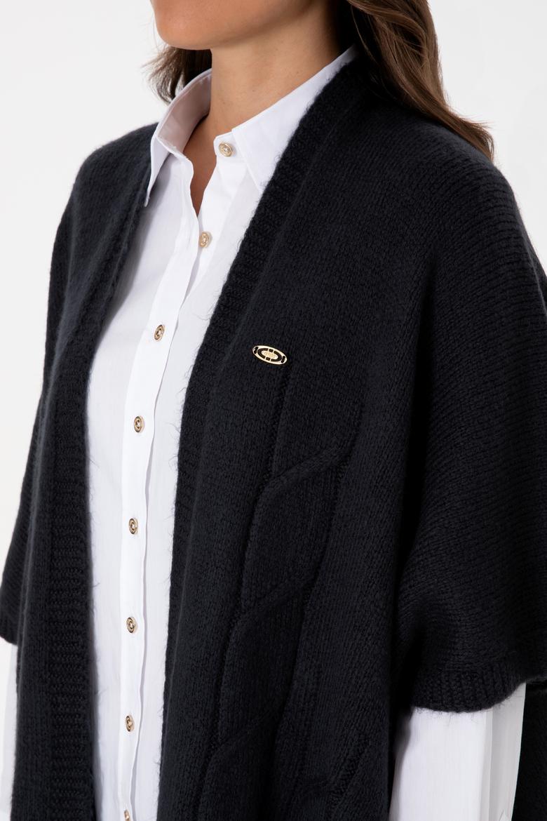 Kadın Açık Lacivert Triko Panço - 50310008001