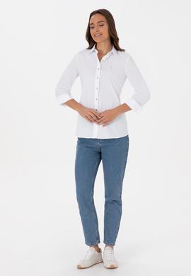 Kadın Beyaz Uzun Kollu Basic Gömlek - 50308024005