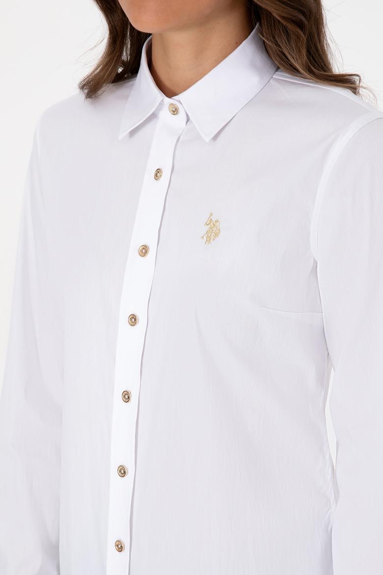 Kadın Beyaz Uzun Kollu Basic Gömlek - 50308024005