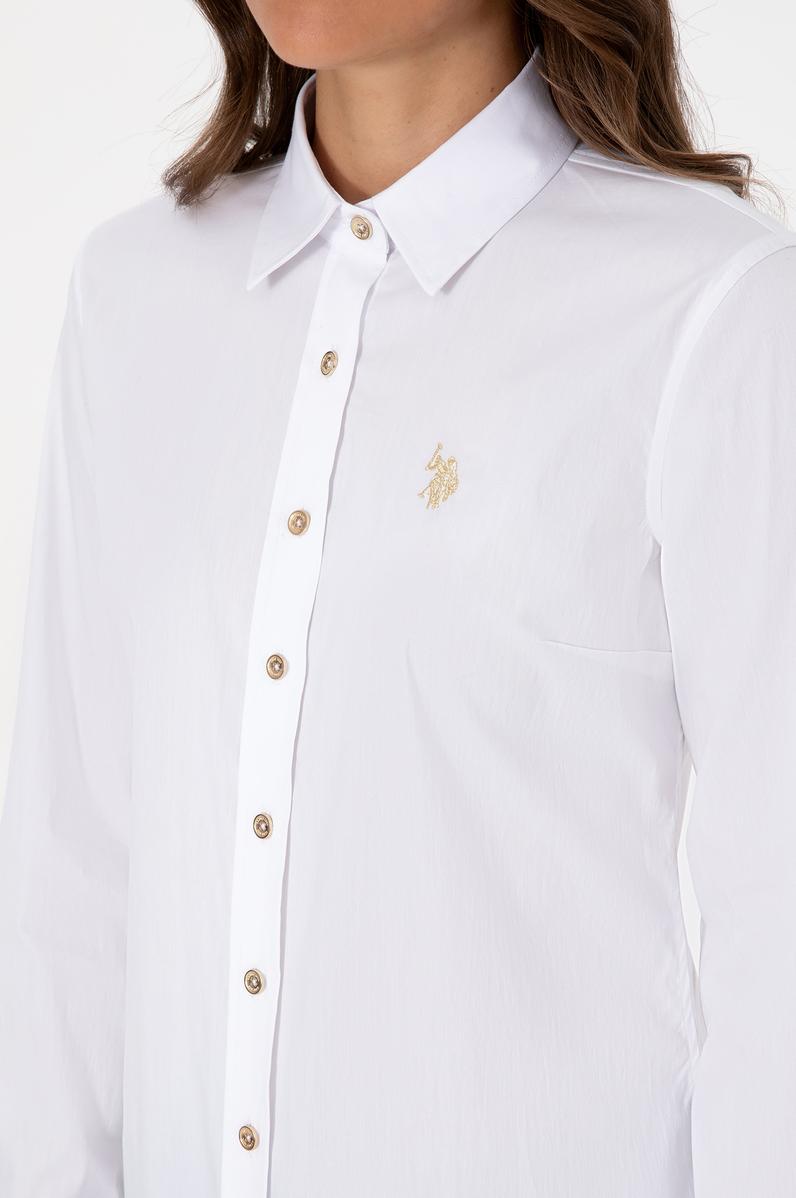 Kadın Beyaz Uzun Kollu Basic Gömlek