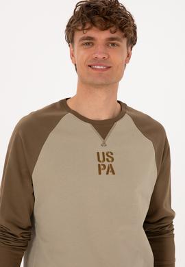 Erkek Bisiklet Yaka Regular Fit Haki İnce Sweatshirt - 50315420047