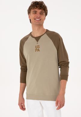 Erkek Bisiklet Yaka Regular Fit Haki İnce Sweatshirt - 50315420047