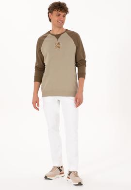 Erkek Bisiklet Yaka Regular Fit Haki İnce Sweatshirt - 50315420047